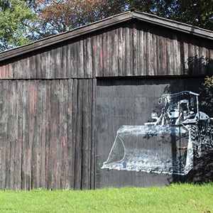 Billede af murmaleri fra Åsted. Denne viser en arbejdsmaskine.
